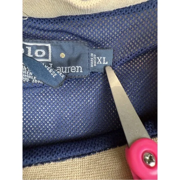 Vintage Polo by Ralph Lauren Windshirt Men's XL Beige‎ Windbreaker Golf Pullover - Picture 4 of 8